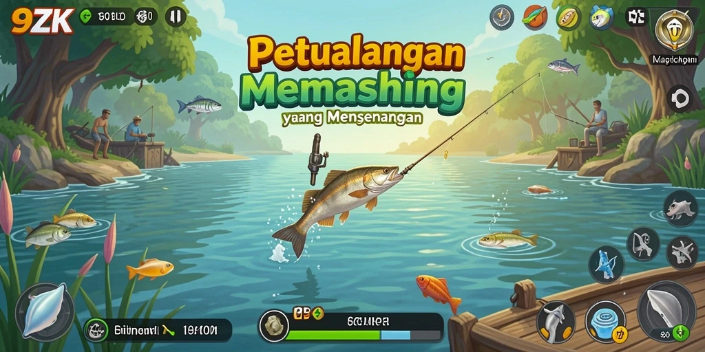 Tampilan gameplay <strong>9ZK</strong> yang menarik saat memancing ikan.