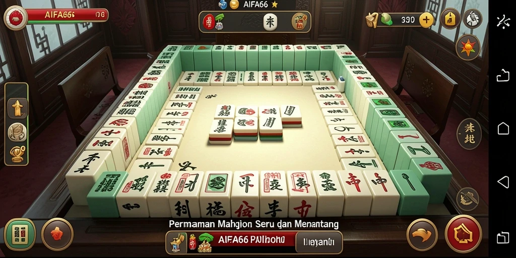 Gameplay AIFA66 dengan ubin Mahjong penuh warna.