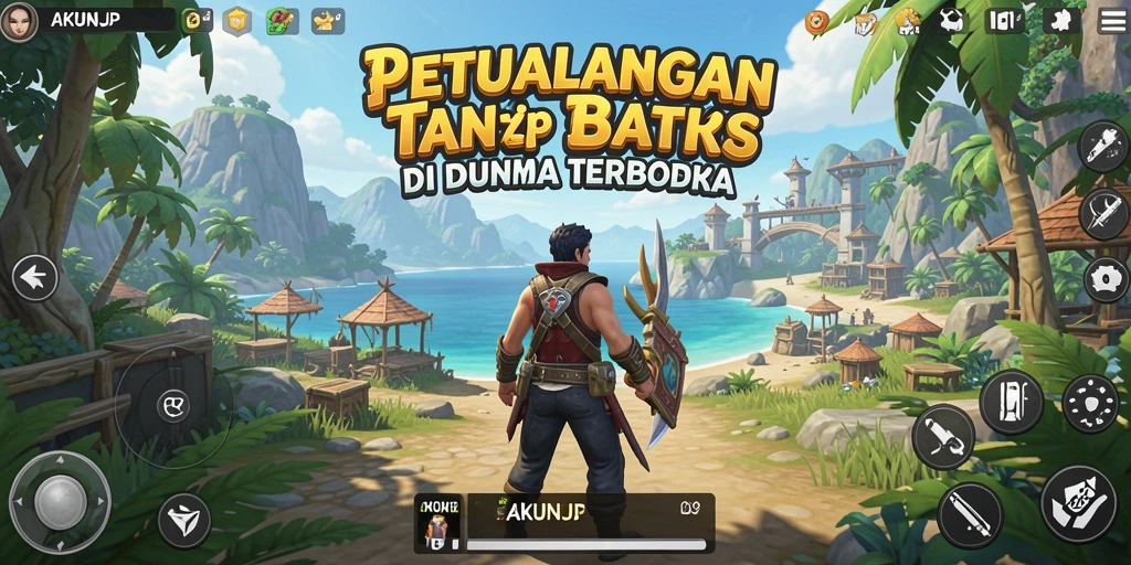Gameplay AKUNJP yang menampilkan petualangan seru di dunia terbuka.