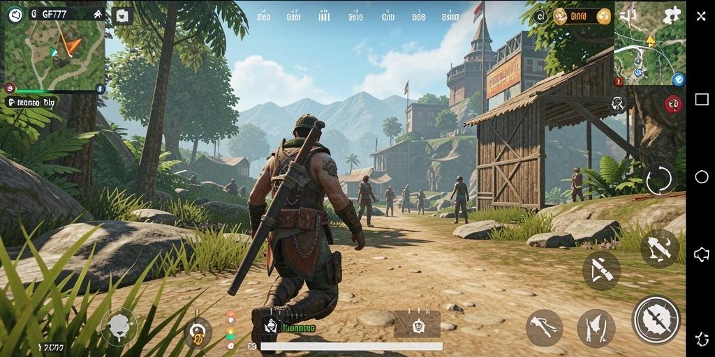 Tampilan gameplay GF777 dengan lingkungan Open World yang luas.