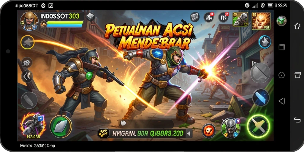 Tampilan aksi mendebarkan dalam gameplay INDOSLOT303.