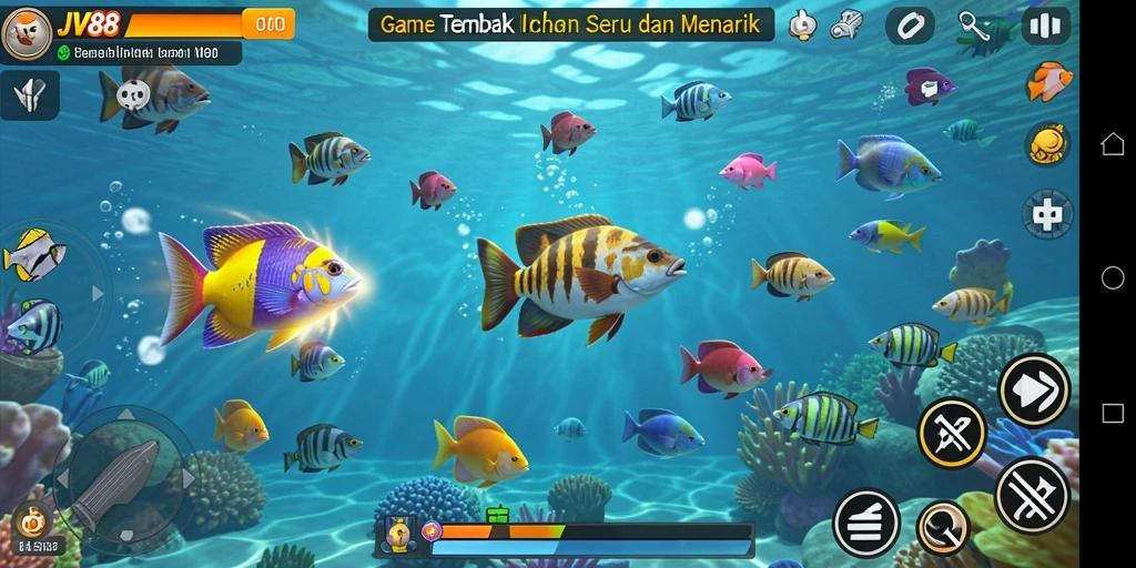 Gameplay menarik dari JV88 yang menampilkan aksi menembak ikan.