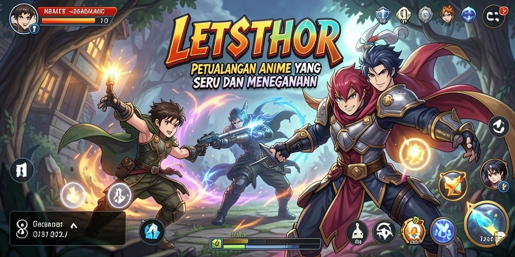 Tampilan gameplay LETSTHOR yang seru dengan aksi karakter anime.
