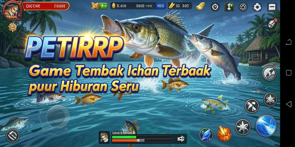Tangkapan layar gameplay seru dari PETIRRP yang menunjukkan aksi menembak ikan.
