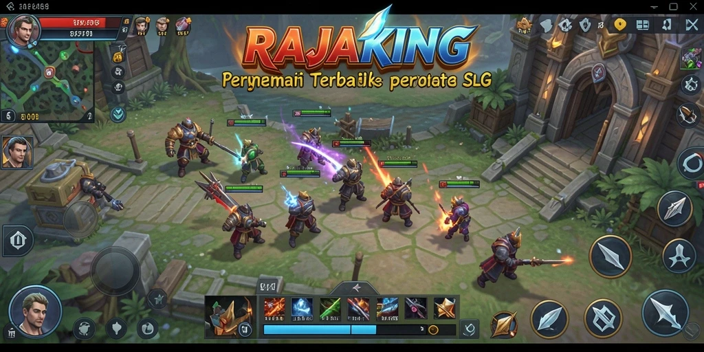 Tampilan gameplay menegangkan di RAJAKING dengan strategi pertempuran yang kompleks.