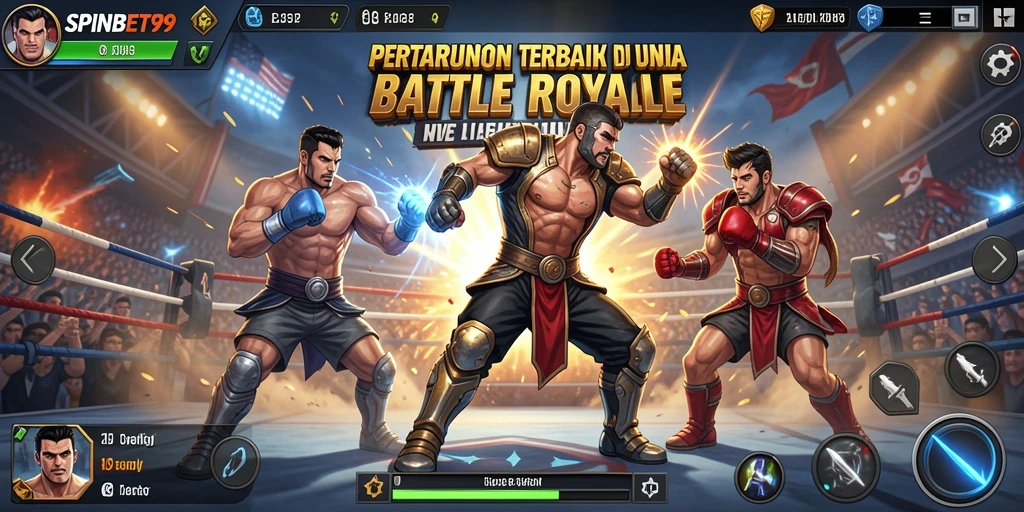 Screenshot SPINBET99 menampilkan aksi mendebarkan di arena Battle Royale.