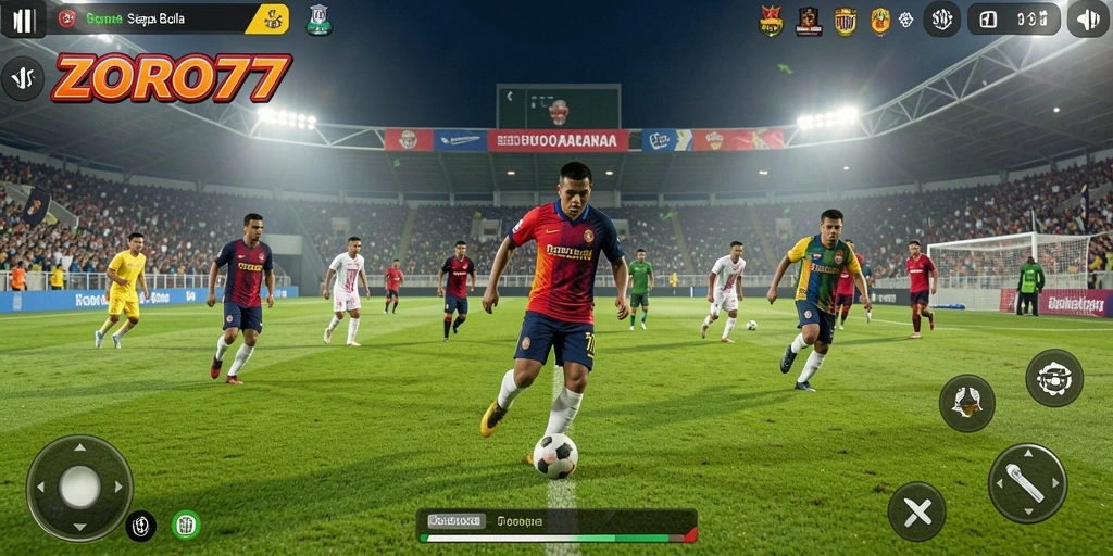 Tampilan gameplay ZORO77 yang memukau dan mendebarkan saat bermain sepak bola.