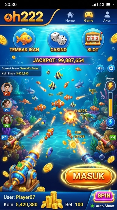 Screenshot antarmuka aplikasi oh222 yang menawan.